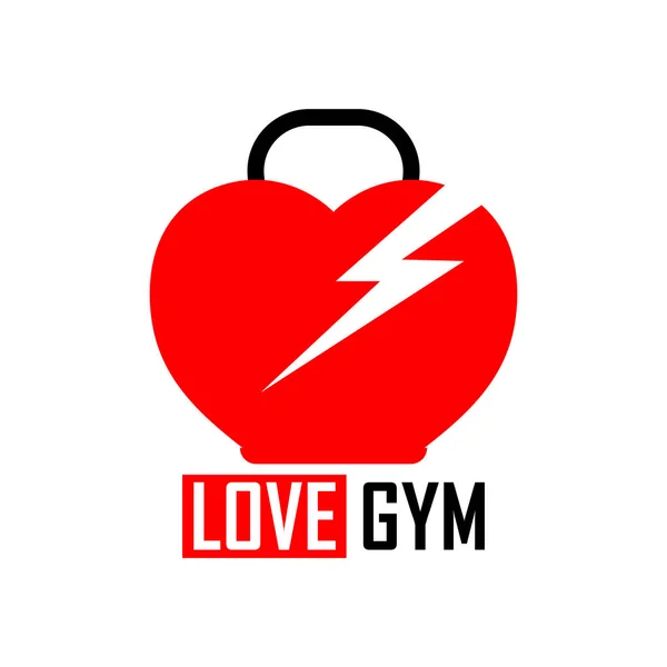 Love Gym Logo Design Mall Hantel Ikon Sport Klubbsymbol Vektor — Stock vektor