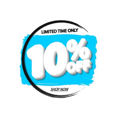 % 10 indirim, pankart tasarım şablonu, indirim etiketi, grunge fırçası, vektör illüstrasyonu 