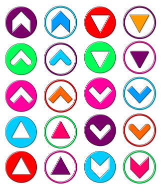 Ok simgelerini ayarla, simgeleri indir tasarım şablonu, izole işaretler, vektör illüstrasyonu