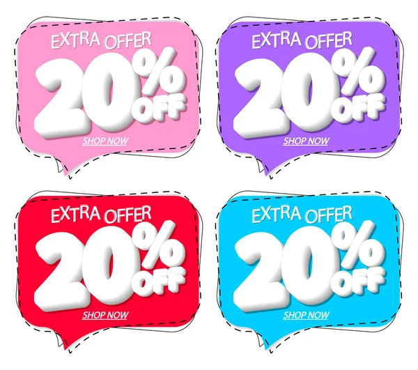 Set Sale Discount Banners Design Template Extra Promo Tags Vector — 스톡 벡터