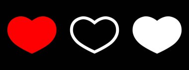 Kalp simgeleri, grafik tasarım şablonu, Sevgililer Günü sembolleri, vektör illüstrasyonunu ayarla