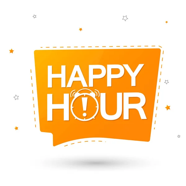 Happy Hour Bulle Discours Gabarit Conception Bannière Étiquette Vente Illustration — Image vectorielle