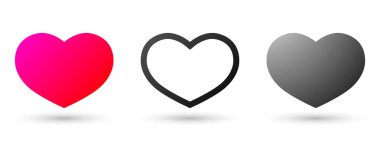 Kalp simgeleri, grafik tasarım şablonu, Sevgililer Günü sembolleri, vektör illüstrasyonunu ayarla