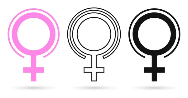 Γυναικεία Σύμβολα Φύλου Εικονίδια Πρότυπο Σχεδιασμού Διανυσματική Απεικόνιση — Διανυσματικό Αρχείο