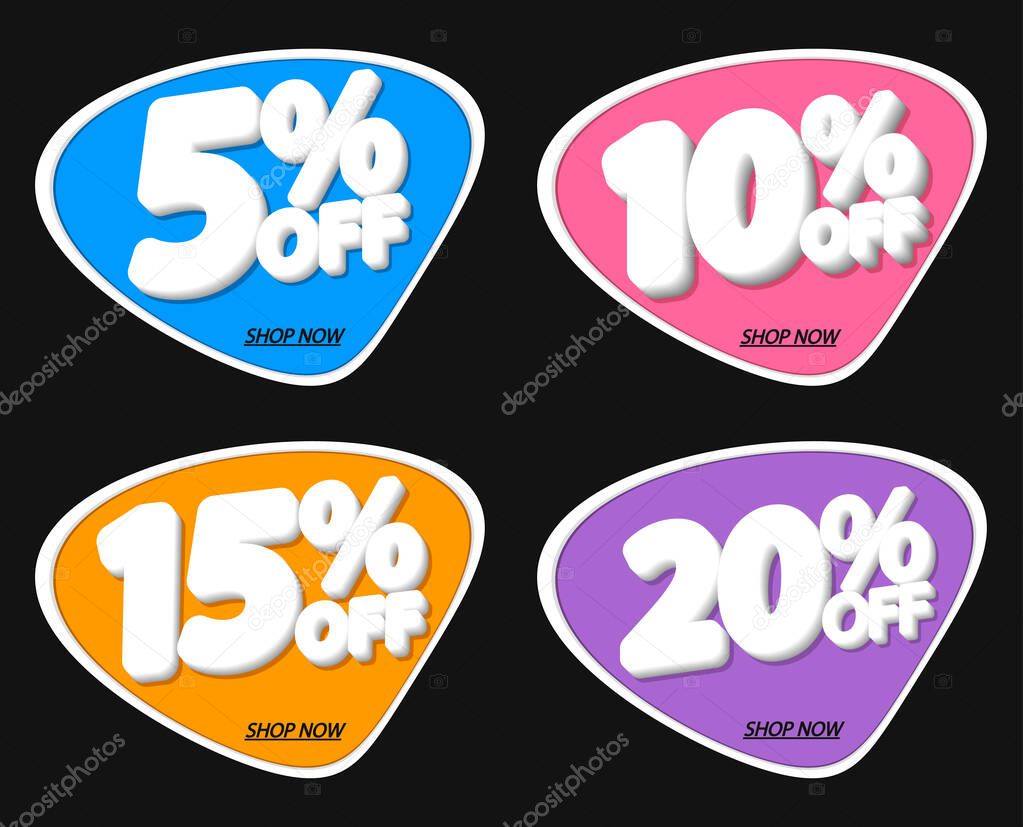 Set Sale banners design template, discount tags, app icons, vector illustration
