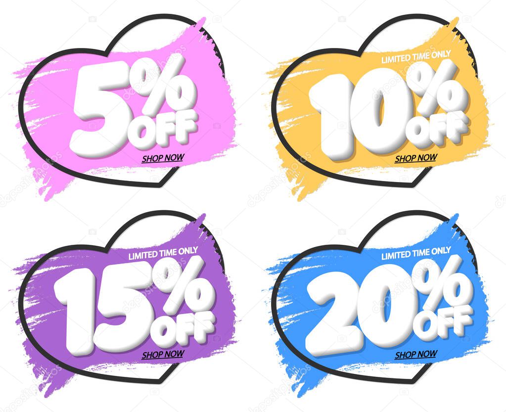 Set Sale banners design template, discount tags, app icons, vector illustration