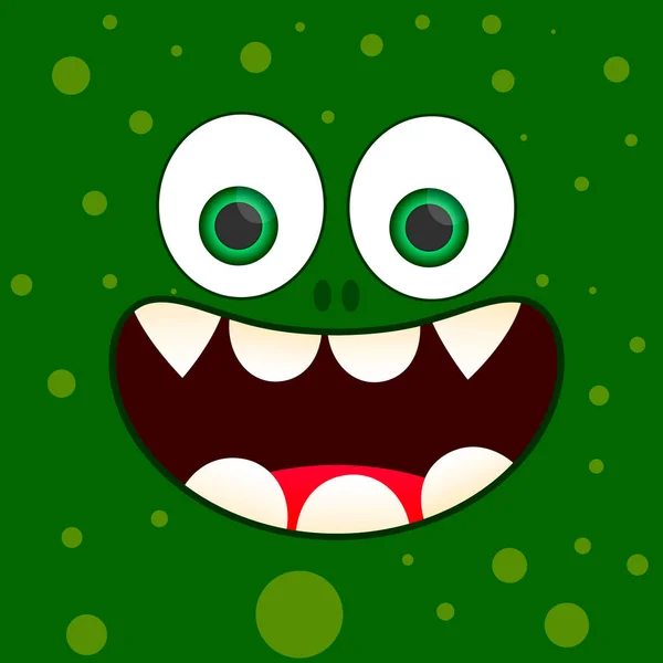 Smiley Face Funny Monster Poster Halloween Banner Design Template Vektorové — Stockový vektor