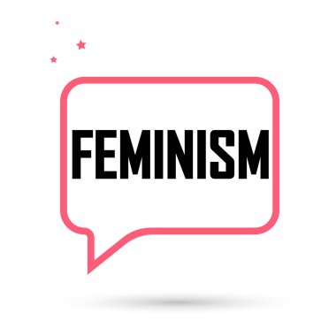 Feminizm, konuşma balonu pankartı tasarım şablonu, vektör illüstrasyonu 