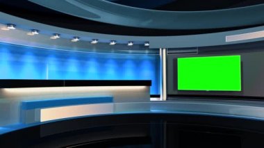 News stüdyo. Herhangi bir yeşil ekran veya chroma anahtar video üretimi için mükemmel bir zemin. Döngü.