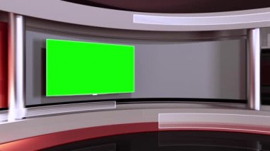 News stüdyo. Herhangi bir yeşil ekran veya chroma anahtar video üretimi için mükemmel bir zemin. Döngü. 