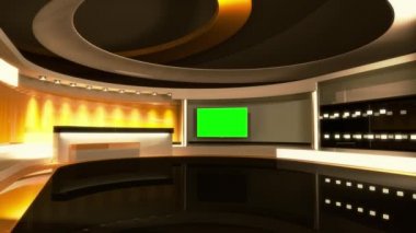 News stüdyo. Herhangi bir yeşil ekran veya chroma anahtar video üretimi için mükemmel bir zemin. Döngü. 
