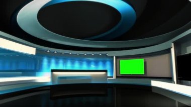 News stüdyo. Herhangi bir yeşil ekran veya chroma anahtar video üretimi için mükemmel bir zemin. Döngü.