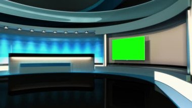 News stüdyo. Herhangi bir yeşil ekran veya chroma anahtar video üretimi için mükemmel bir zemin. Döngü.
