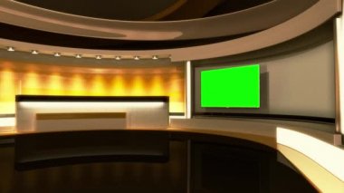 News stüdyo. Herhangi bir yeşil ekran veya chroma anahtar video üretimi için mükemmel bir zemin. Döngü. 