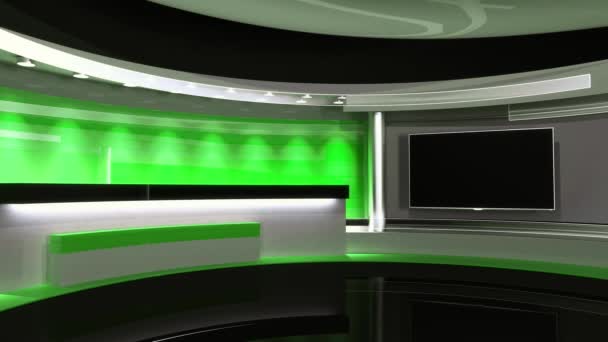 Studio de perfecte achtergrond voor een groen scherm of chroma key videoproductie. Loop. — Stockvideo