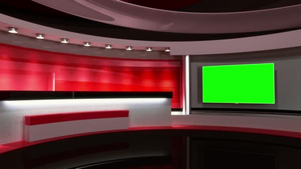 Студия новостей. Идеальный фон для любого зеленого экрана или хрома ключевых видео производства. Петля . — стоковое видео