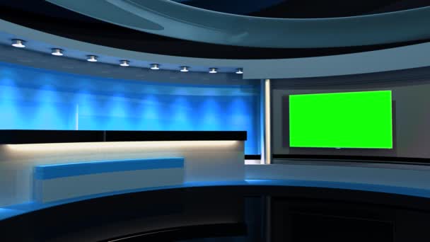 News Studio. Lo sfondo perfetto per qualsiasi schermo verde o produzione video con chiave cromatica. Ciclo . — Video Stock