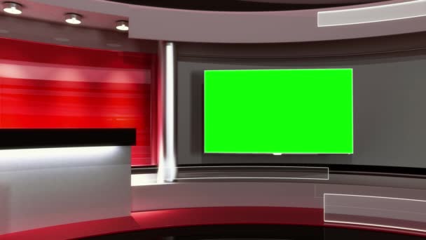 Nyheter Studio. En perfekt bakgrund för någon grön skärm eller chroma key videoproduktion. Loop. — Stockvideo