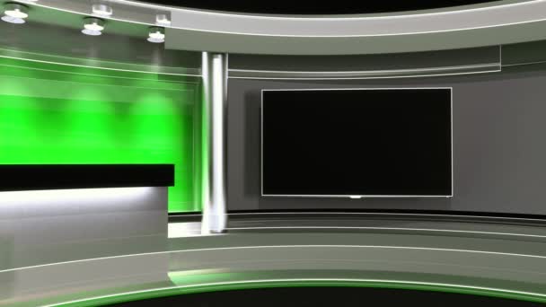 Studio de perfecte achtergrond voor een groen scherm of chroma key videoproductie. Loop. — Stockvideo