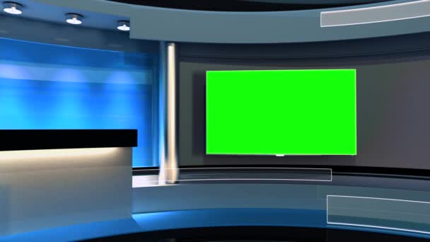 Nachrichtenstudio. die perfekte Kulisse für jede Green Screen- oder Chroma-Keyvideoproduktion. Schleife. — Stockvideo