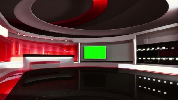 ニュース スタジオ。あらゆる緑画面またはクロマ キー ビデオ生産のための完璧な背景。ループ. — ストック動画