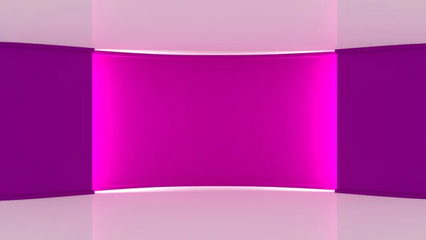 Студія. Ідеальний фон для будь-якого виробництва зеленої екранної хромати. Фіолетовий фон. Яскравий фон. Фіолетова стіна. 3d. 3D візуалізація — стокове фото