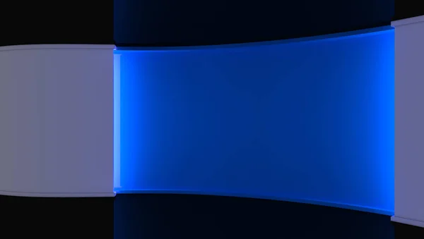 TV stüdyo. Tv için zemin gösterir. TV duvar. News stüdyo. Yeşil ekran veya chroma anahtar video veya fotoğraf üretimleri için mükemmel bir zemin. 3D render.