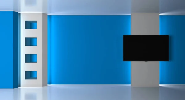 TV stüdyo. Haber studio.3d işleme. Yeşil ekran veya chroma anahtar video veya fotoğraf üretimleri için zemin.