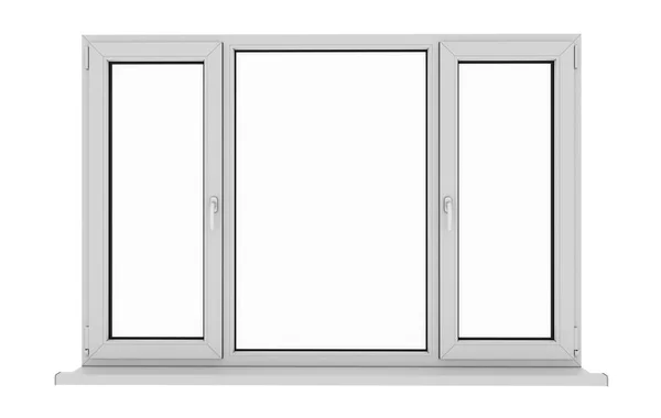 Pencere. İzole pencere. Alüminyum pencere. Beyaz pencere. PVC Rüzgar — Stok fotoğraf