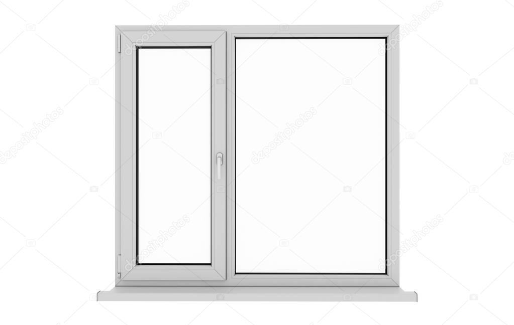 Window. Isolated window. Aluminum window. White window. Pvc wind