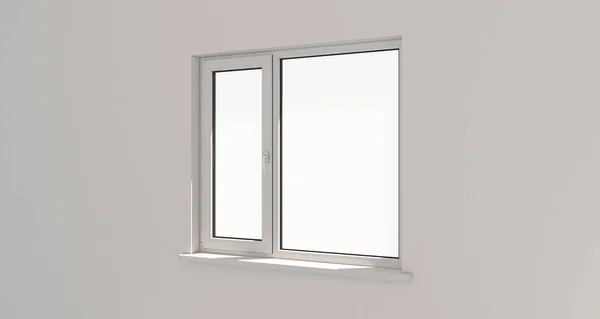 Fenêtre. Un mur. Fenêtre aluminium. Fenêtre blanche. Fenêtre PVC . — Photo