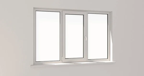 窗口。墙。铝合金窗。白色的窗口。塑钢门窗. — 图库照片