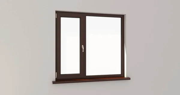 Window. White wall. Isolated window. Wooden window. 3d. 3D rende