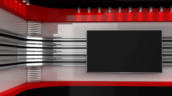 Tv Studio. Backdrop for TV shows .TV on wall. News studio. — Stock Photo, Image