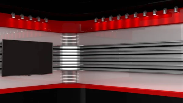 Tv Studio. Backdrop for TV shows .TV on wall. News studio. — Stock Photo, Image