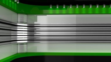 TV stüdyo. Yeşil stüdyo. Tv için zemin gösterir. TV duvar. Haberler