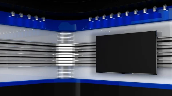 Fernsehstudio. red studio. Hintergrund für TV-Shows .tv an der Wand. Nachrichten — Stockfoto
