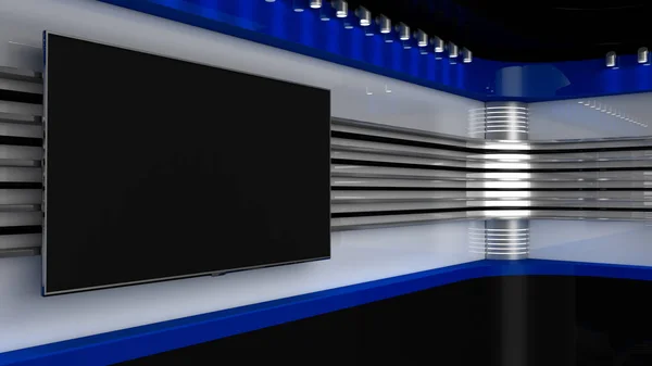 TV stüdyo. Kırmızı stüdyo. Tv için zemin gösterir. TV duvar. Haber s