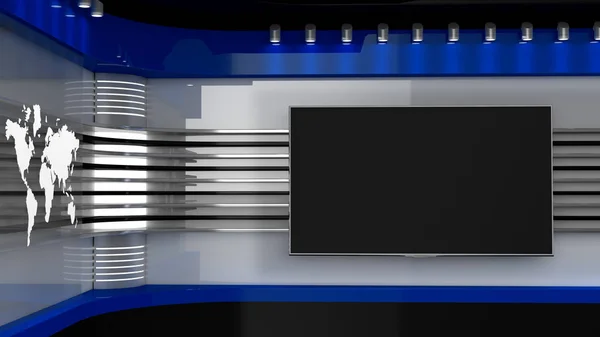 Tv Studio. Red studio. Backdrop for TV shows .TV on wall. News s — Stock Photo, Image