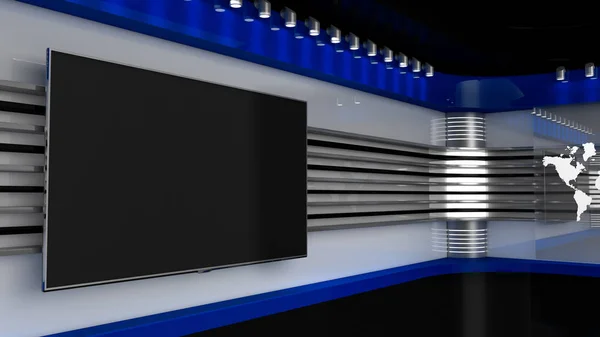 Tv Studio. Red studio. Backdrop for TV shows .TV on wall. News s — Stock Photo, Image