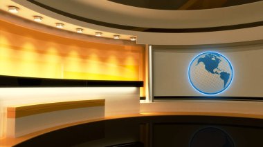 TV stüdyo. News stüdyo. Sarı stüdyo. Küre