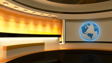 TV stüdyo. News stüdyo. Sarı stüdyo. Küre