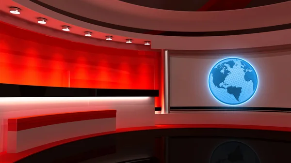 テレビ スタジオ。ニュース スタジオ。赤のスタジオ。いずれかの完璧な背景 — ストック写真