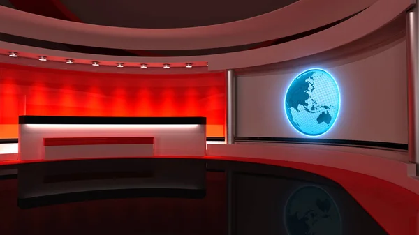 Tv Studio. News studio. Red studio. The perfect backdrop for any — Stock Photo, Image