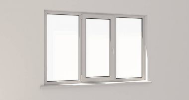 Beyaz pencere. Beyaz duvar. 3D. 3d render.