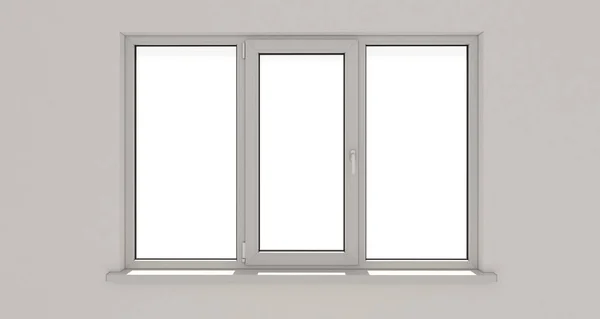Beyaz pencere. Beyaz duvar. 3D. 3d render. — Stok fotoğraf