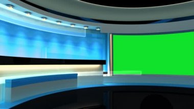 News stüdyo. Herhangi bir yeşil ekran veya chroma anahtar video üretimi için mükemmel bir zemin. Döngü.