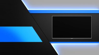 TV Stüdyosu. Mavi stüdyo, duvarda televizyon. Haber stüdyosu. 3B görüntüleme.