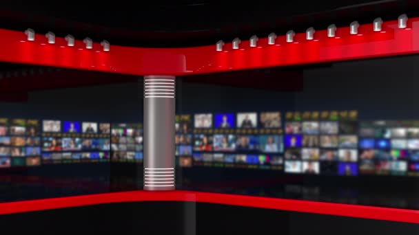 Studio Studio Studio Giornalistico Sfondo Newsroom Trasmissioni Notizie Sfocato Studio — Video Stock