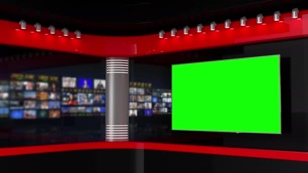 Studio Een Studio Nieuws Studio Newsroom Achtergrond Voor News Broadcasts — Stockvideo